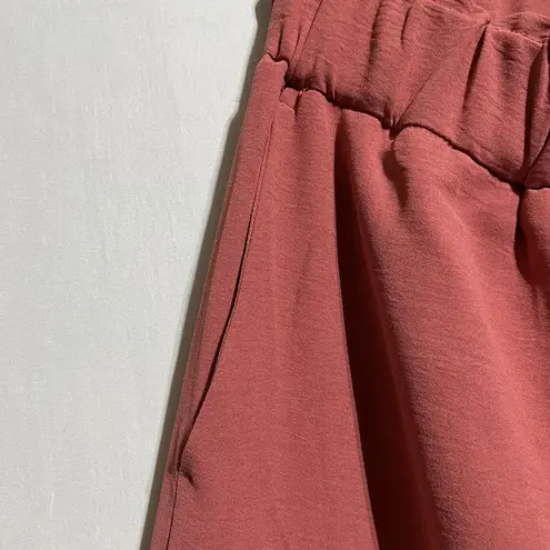 Hilary Radley Crinkle Pants Women's Small Coral Pink Wide Leg Pockets Pull-On