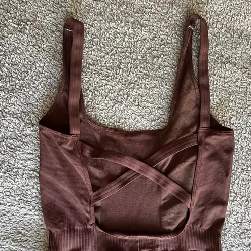 Free People Good Karma Sz M/L One Piece body suit Jumpsuit Lightweight Brown NWT Size M