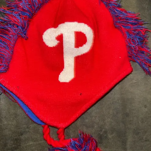 New Era Phillies Mohawk tassel knit hat Red