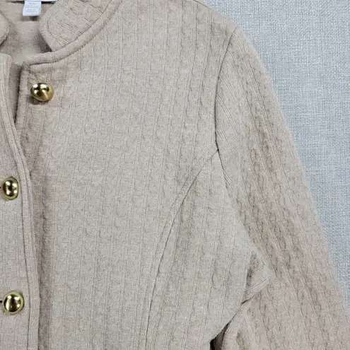 Charter Club Womens Jacket Size Petite Medium Knit Boucle Belted Gold Buttons