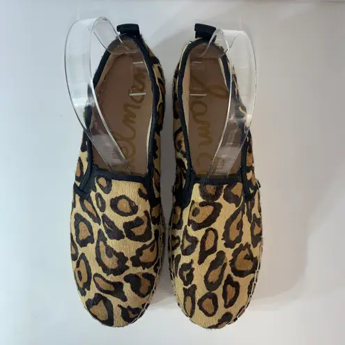 Sam Edelman Carrin Leather Leopard Calf Espadrille Platform Shoes Size 8M