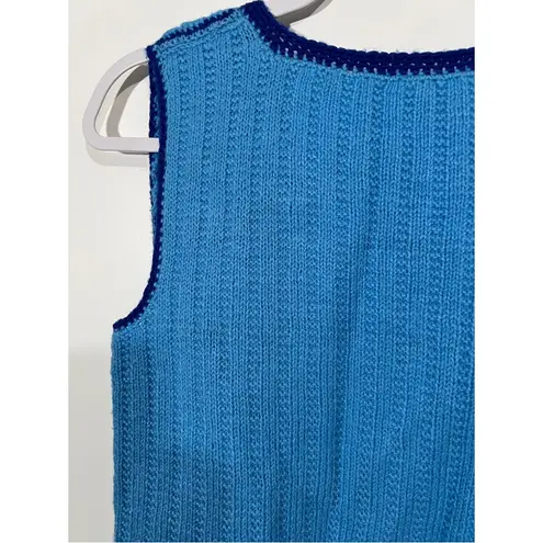 Handmade  Knit Vest in Blue Open Size
