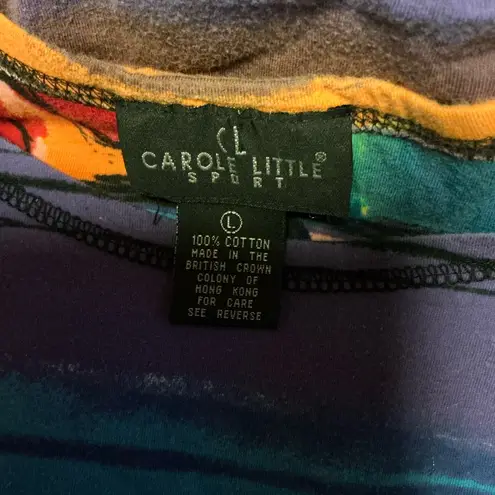 Vintage 90s Carol Little Rainbow Striped roo pocket top Size L