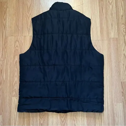 Ruff Hewn Black Puffer Vest Women’s Size Large Quilted Full Zip Sherpa Collar