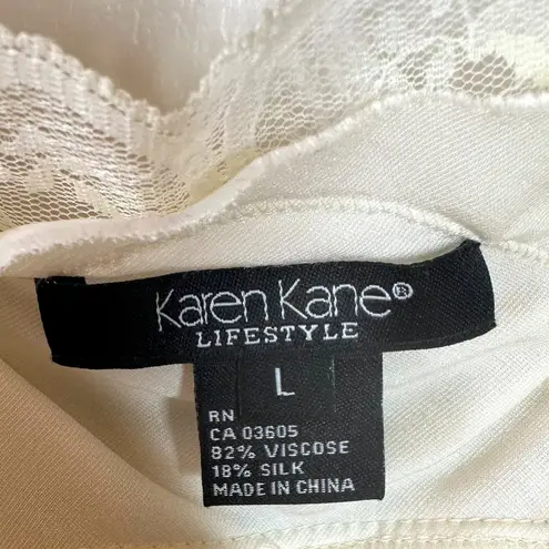 Karen Kane Vintage Y2K Ivory Velvet & Lace Beaded Cami Top Size Large