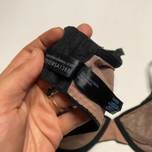 Smart & Sexy Black Sheer Mesh Demi Underwire Lace Bra Women's Size 36DD