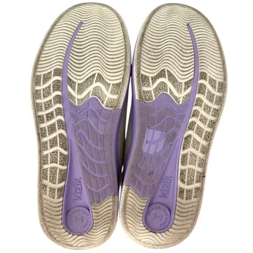 Kizik Women's Sydney Leather Sneakers Cream Purple Slip On Comfort Shoes Sz 8.5
