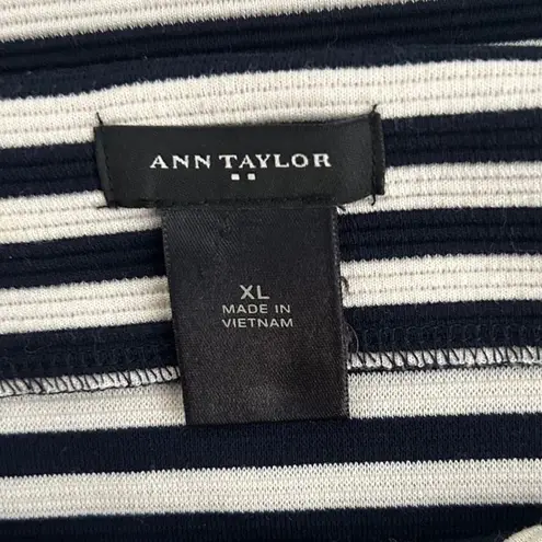 Ann Taylor  Women XL Stripe Shirt Business Casual MomCore Monochrome Office