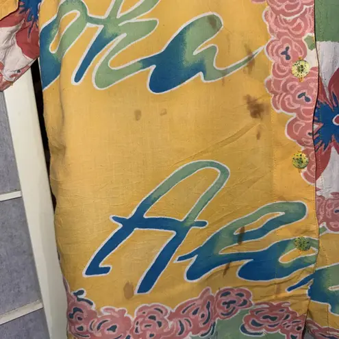 Jams World Vintage Aloha Hawaiian Floral Shirt Button Top Blouse Small *READ*