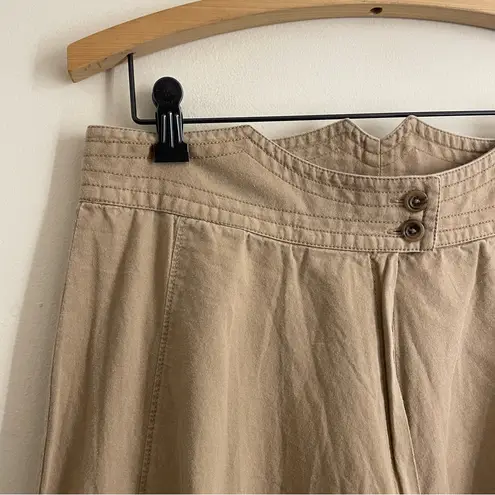 J. Peterman Wide Leg Culottes Khaki Cotton Skirted Pants Size 16 High Rise Tan