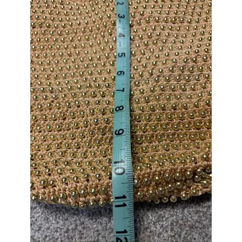 Vintage knitted metal pearl beads handbag Gold