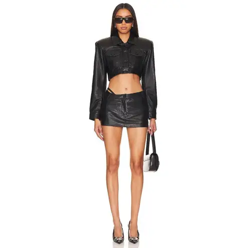 LAMARQUE Liana Leather Skirt in Black Medium Womens Skort Shorts