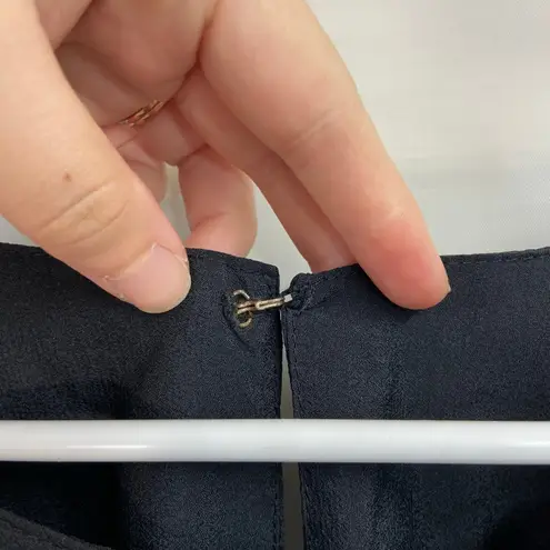 Vintage women's black scoop neck short sleeve casual modest kurta slit dress L Size L