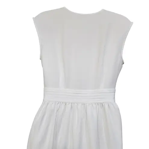 Maison Jules Sleeveless Split Neck Fit & Flare Dress Side Zip White Size Medium