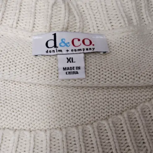 Denim & Co  Natural Shaker Stitch Crewneck Long Sleeve Sweater Size XL