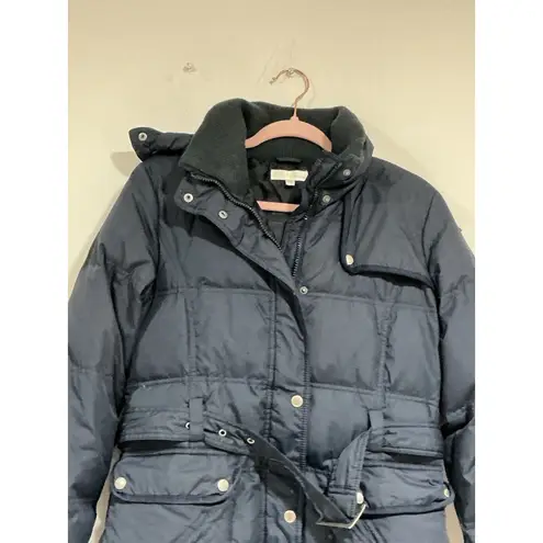 Womans Etam Woman Blue Small Knee Length Zip Front Hood Puffy Coat