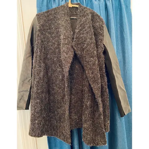 ALL SAINTS wool, alpaca cardigan with leather sleeves.