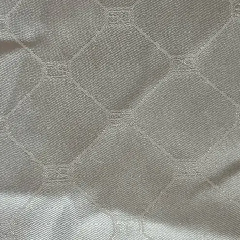 St. John Collection Cream Gold Long Sleeve Silk Button Down SJ Print Top Size 2