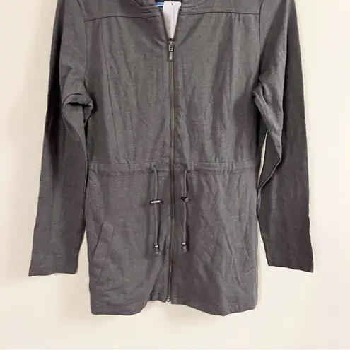 Christopher & Banks Gray Long Length Lightweight Tie Waist Hoodie Size Small NEW