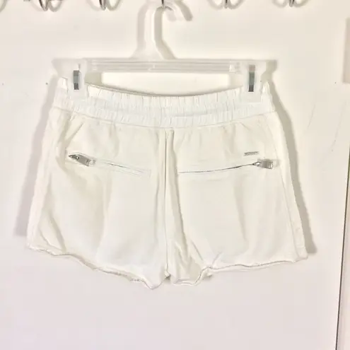 Diesel women's XXS cotton zipper pocket ivory "S-AVY" raw hem 'sweatpant' shorts