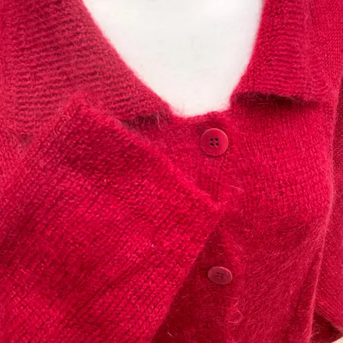 VTG Anne Klein II Mohair Sweater Cardigan Sz L Res Button Up Grannycore Cozycore Red Size L