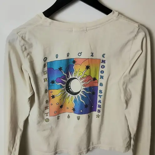 Full Tilt  Sun Moon Sky Stars T Shirt Astrology Double Sided Graphic Tee Cream XS