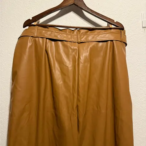 NWT Heyson Tan Faux Leather Paperbag Tie Waist Pants Women’s Size 2XL Brown Plus