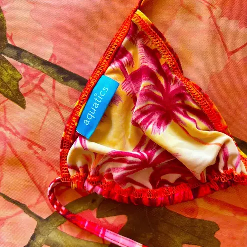 true vintage y2k aquatics sunset palm tree triangle bikini top Orange