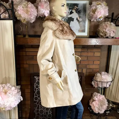 Country Pacer VINTAGE 1970'S BEIGE WOOL AND SHEARLING TRIM COAT (18)