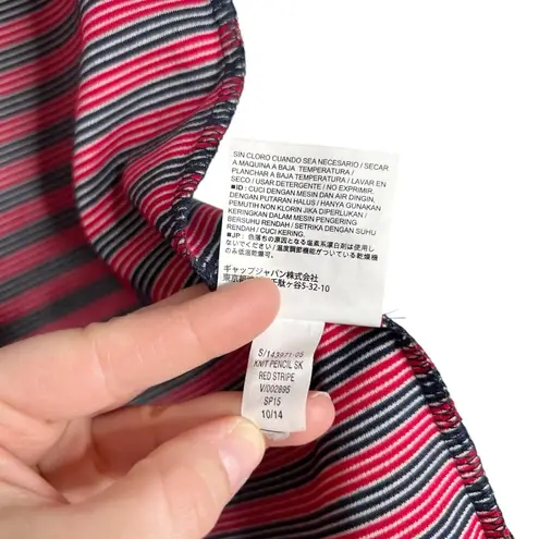 Old Navy  Knit Pencil Mini Skirt Red & Navy Blue Striped