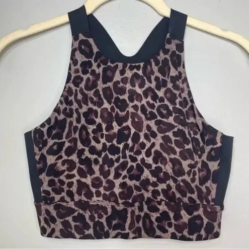 Varley Sherman Leopard Print Longline Racerback Sports Bra Size XS Mob Wife