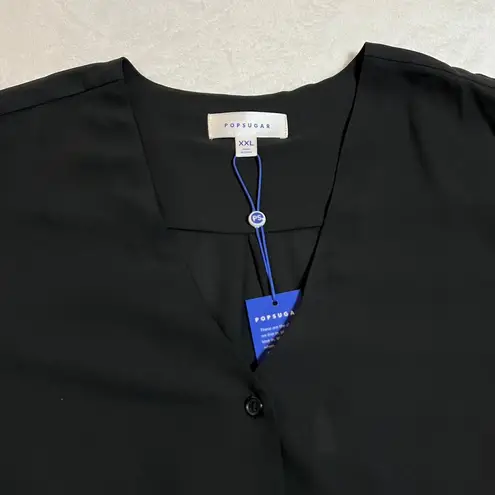 Popsugar V-Neck Button Up Shirt w/ Front Tie Size XXL NEW Minimalist Casual