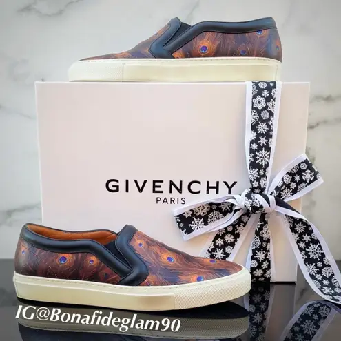 Givenchy women’s peacock print brown skate slip on sneakers size IT 39 US 9