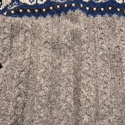 Carroll Reed Turtleneck Sweater 100% Wool Fair Isle Fisherman Core Gray Size L