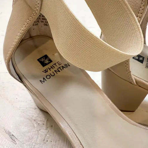 White Mountain Elinie Womens Open Toe Ankle Strap Block Heel Sandals 7.5M Beige
