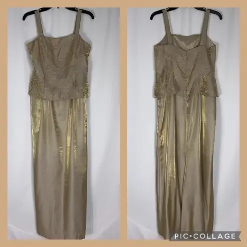 Alex Evenings  Shimmering Gold 2Pc Formal Jacket & Gown Special Event Dress 8