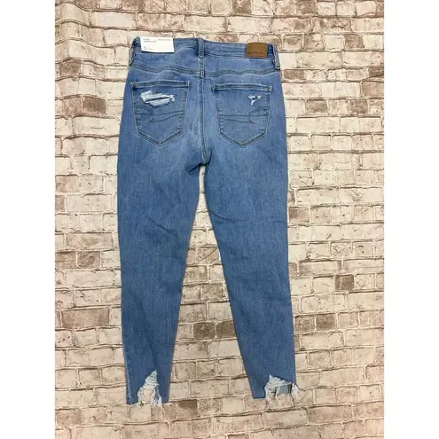 American Eagle  4 Short Jeans Hi-Rise Jegging Crop - Light Washed Distressed  NWT