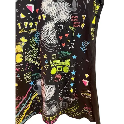 Black Short Sleeve Snoopy T Shirt With Neon Graphic Print Size 14 Or Junior 00