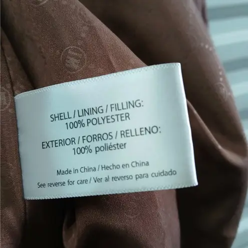 Isaac Mizrahi NY Women's Velvet Puffer Coat Size Small Brown Cozy Winter Jacket