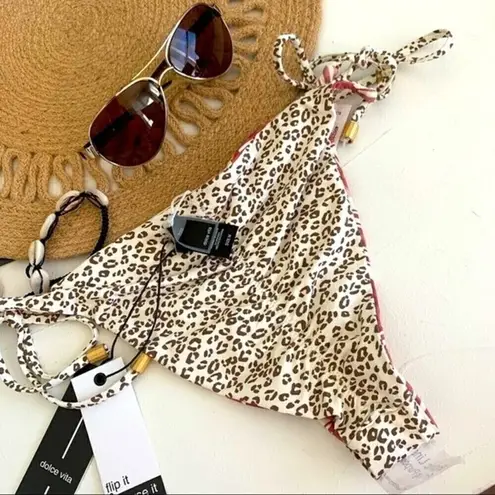 DOLCE Vita Tie side Cheeky Bikini bottom MEDIUM boho bohemian Reversible NWT Red