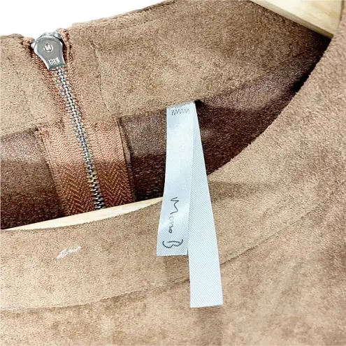 Mona B Womens Suede Brown Short Sleeve Shift Dress Zip S