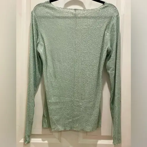 Free People Women’s  Gold Rush‎ Long Sleeve Sequin - Mint Green Size Medium NEW