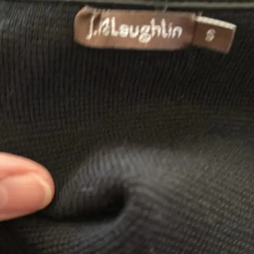 J. McLaughlin Longline Merino Wool Vest Size S Leather Tied Trim Black Classic