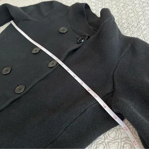 Talbots  Black Double Breasted Knit Sweater Jacket 3/4 Sleeve Size L Petite