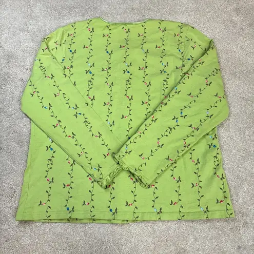 Denim & Co . Vintage Embroidered Floral Button Down Long Sleeve Shirt Size XL