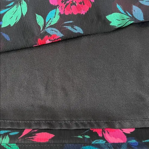 JCrew Factory Smocked Neck Floral Blouse Black/Multicolor Size Medium NWT Black