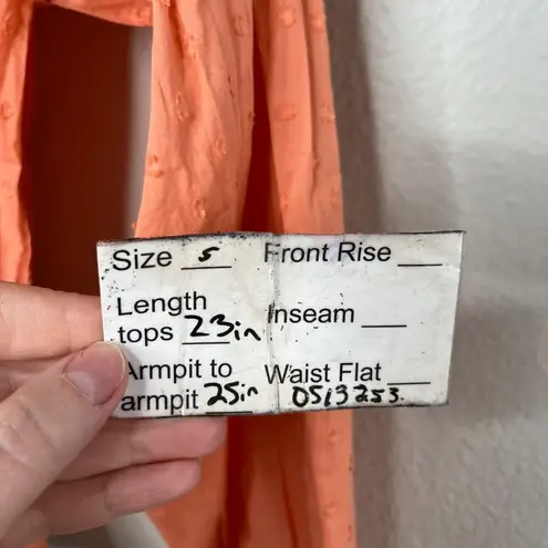 Cleobella Organic Cotton Orange Textured Long Sleeve Tie Neck Tunic Blouse S