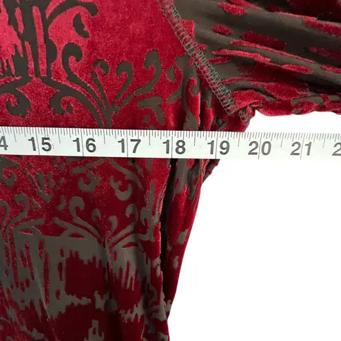 Simply Vera Wang Velvet Burnout Top Womens M Red Sheer Whimsygoth Grunge Vamp Size M