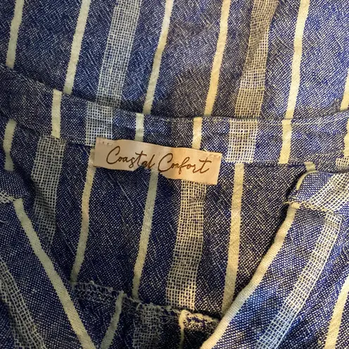 Coastal Comfort Striped Denim Blue and White Blouse Size XXL