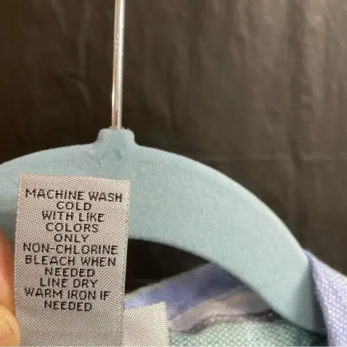 Catherines 2X Blue Striped Casual Button Up Shirt Lightweight Comfy Relaxed